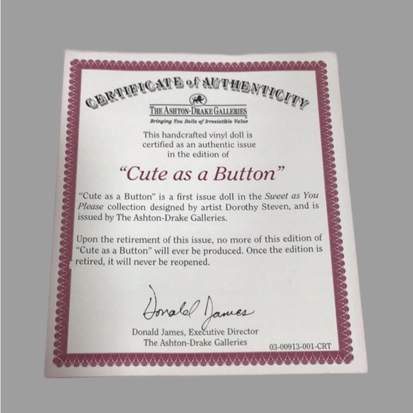 NIB Aston-Drake Galleries “Cute as a Button” Miniature 5” Doll, Collectible - Picture 5 of 8